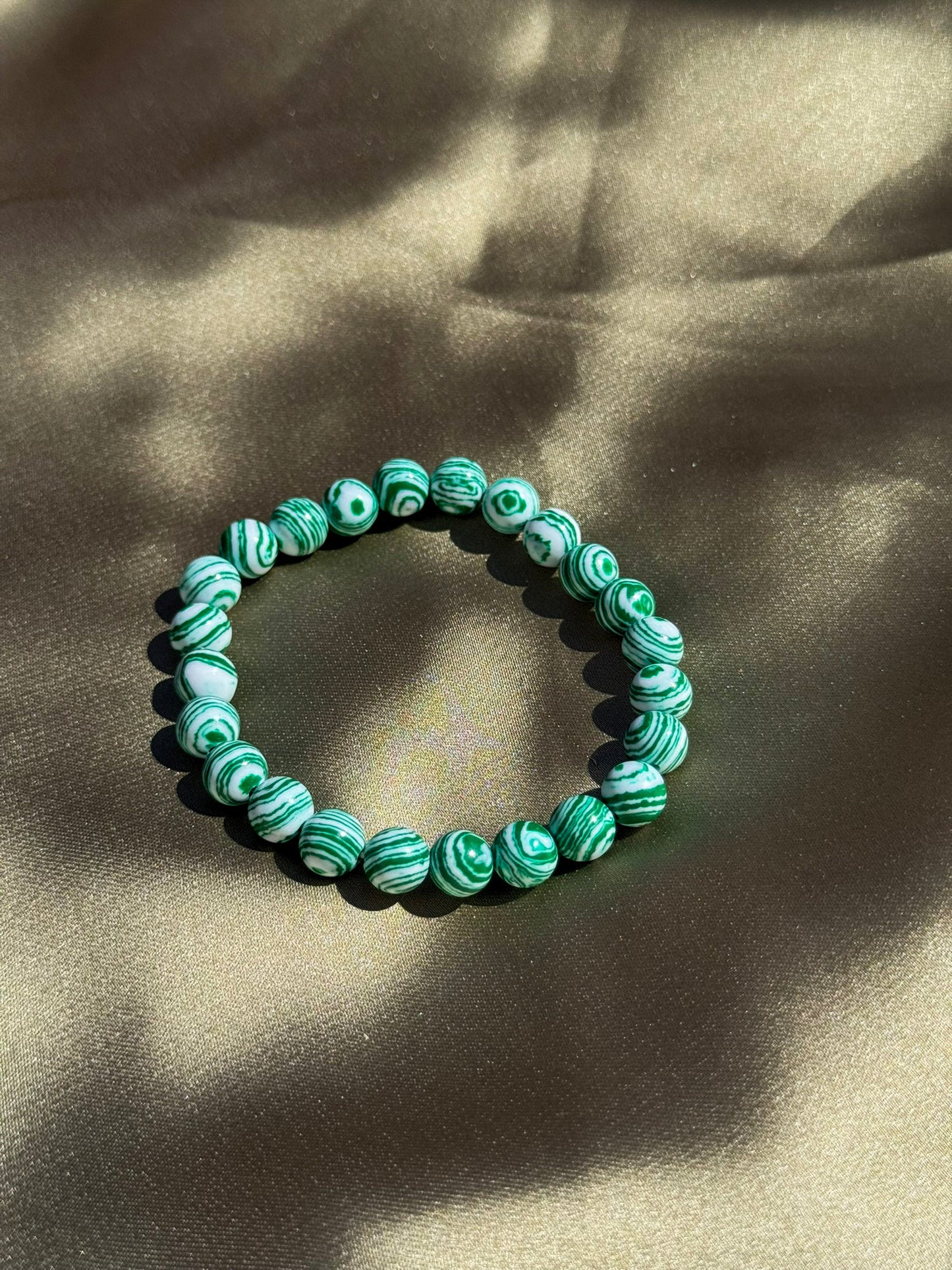 Pulseira Pedras Naturais Malaquite Azul e Branca
