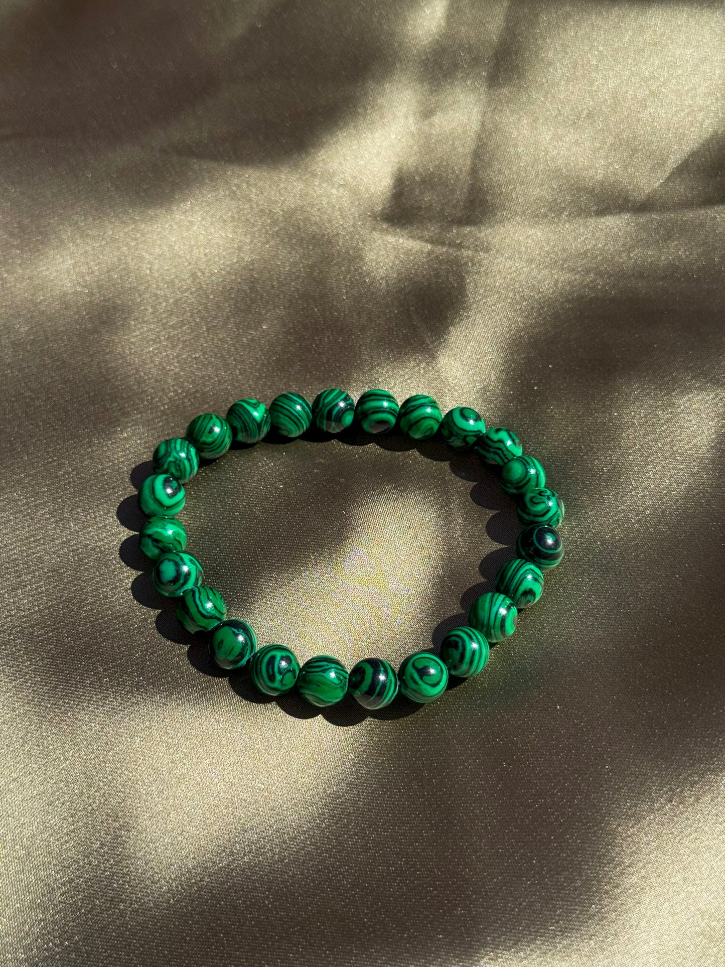 Pulseira Pedras Naturais Malaquite Verde Escura