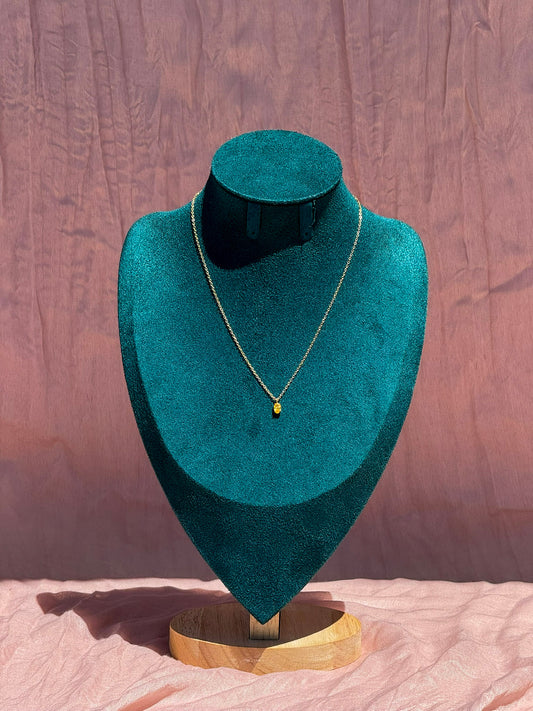 Colar Dourado Aço Inoxidável com Pingente Amarelo