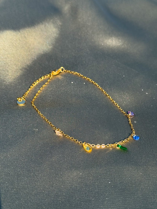 Pulseira de Pé Aço Inoxidável com Pedras