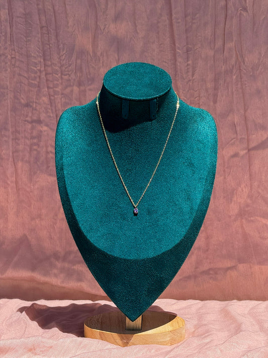 Colar Dourado Aço Inoxidável com Pingente Ametista