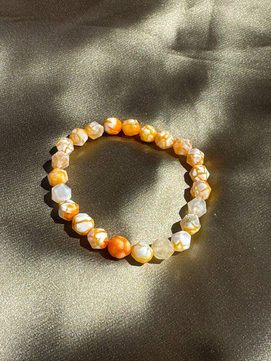 Pulseira Pedras Naturais Facetadas Quartzo/Ágata Fogo