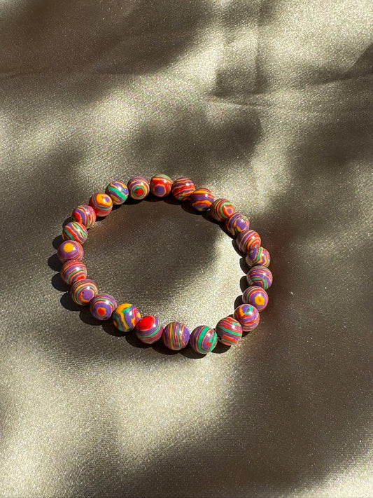 Pulseira Pedras Naturais Padrão Multicolor Boho Chic