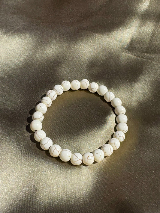Pulseira Pedras Naturais Efeito Mármore/Howlita