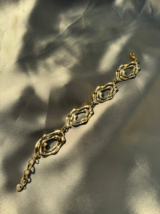 Pulseira Dourada Aço Inoxidável com Espirais