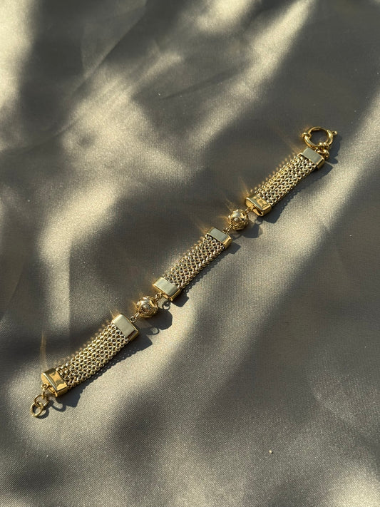 Pulseira Dourada Aço Inoxidável Textured Mesh