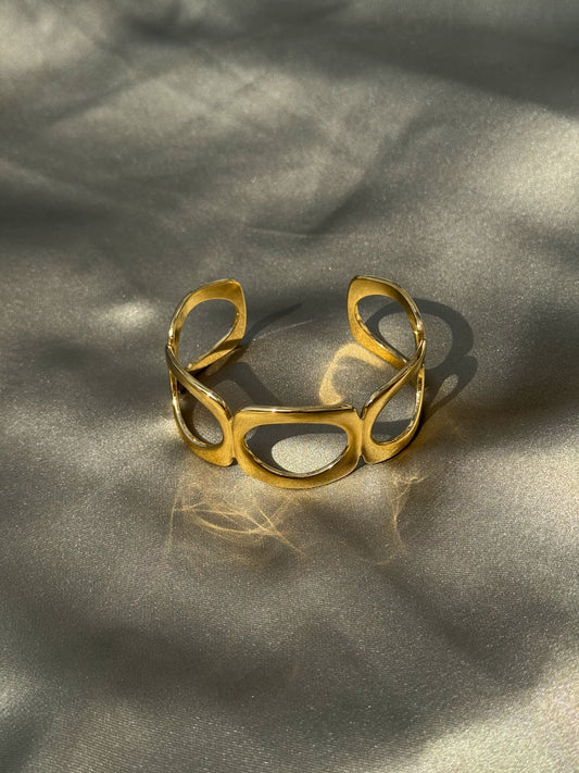 Bracelete Dourada Aço Inoxidável Aberta