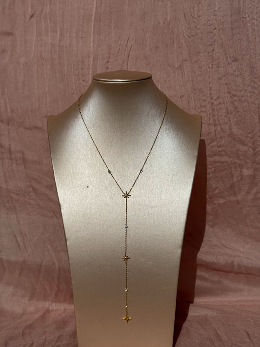 Colar Comprido Dourado Aço Inoxidável