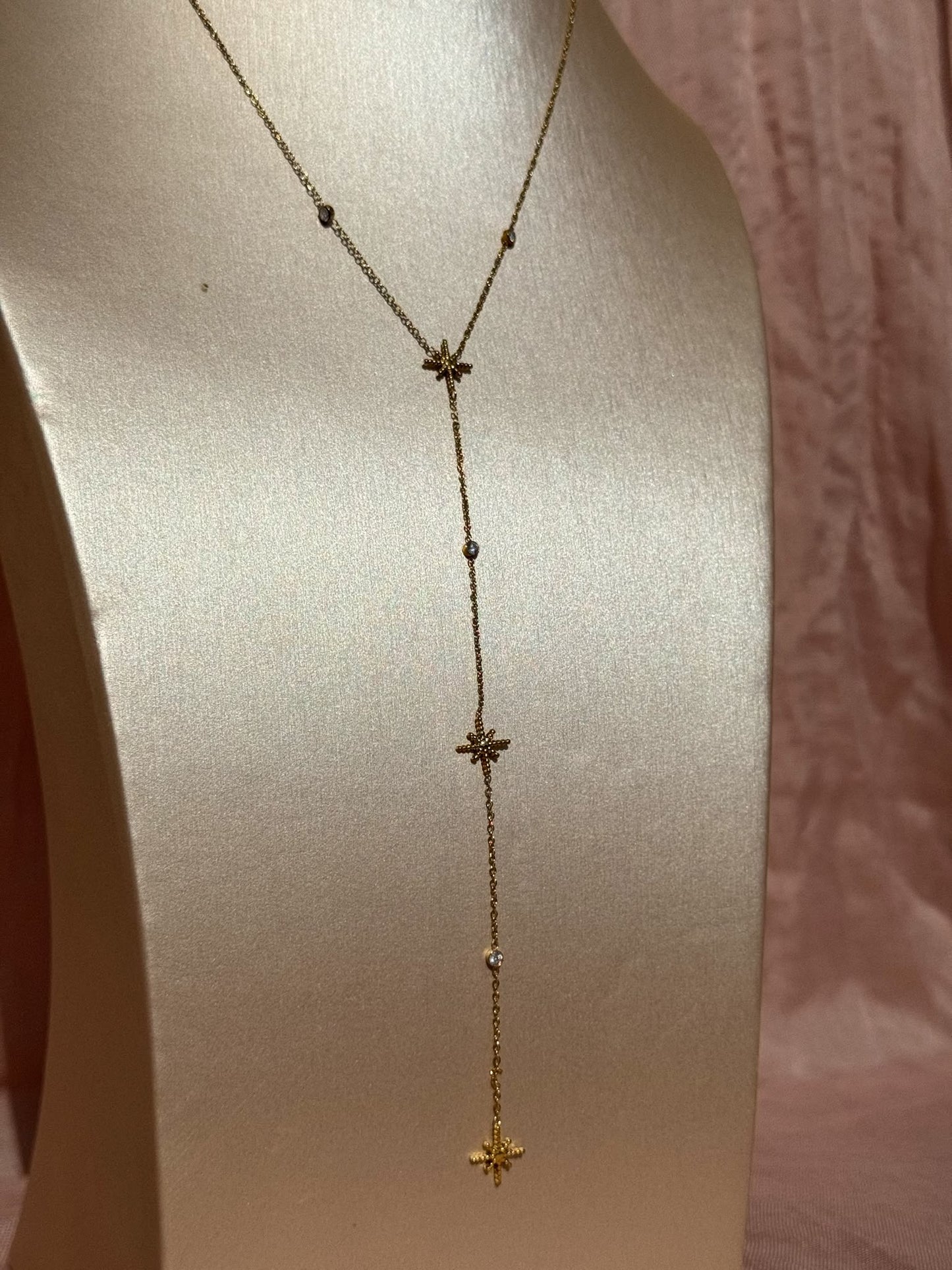 Colar Comprido Dourado Aço Inoxidável
